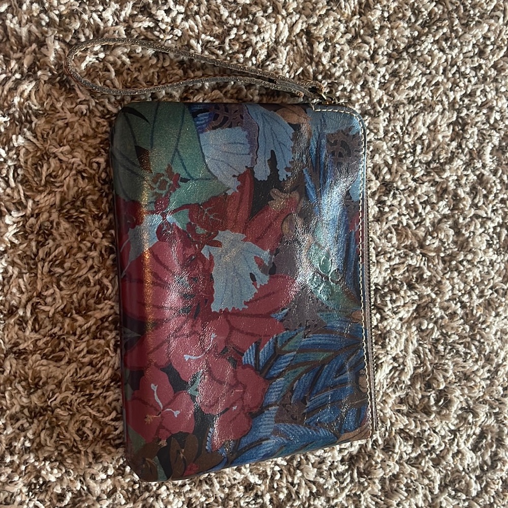Patricia Nash Floral Leather Clutch in Red, Blue, Green, Tan